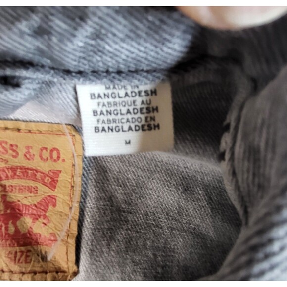 Levis Mens Denim Trucker Jean Jacket Stonewashed Black/Gray Size Medium - Picture 4 of 7